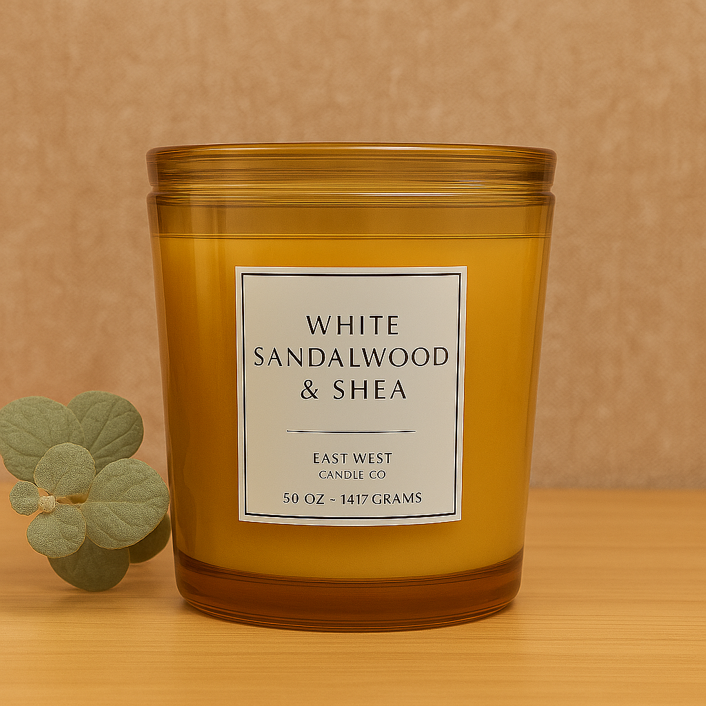 50oz Grand White Sandalwood & Shea with Glass Lid