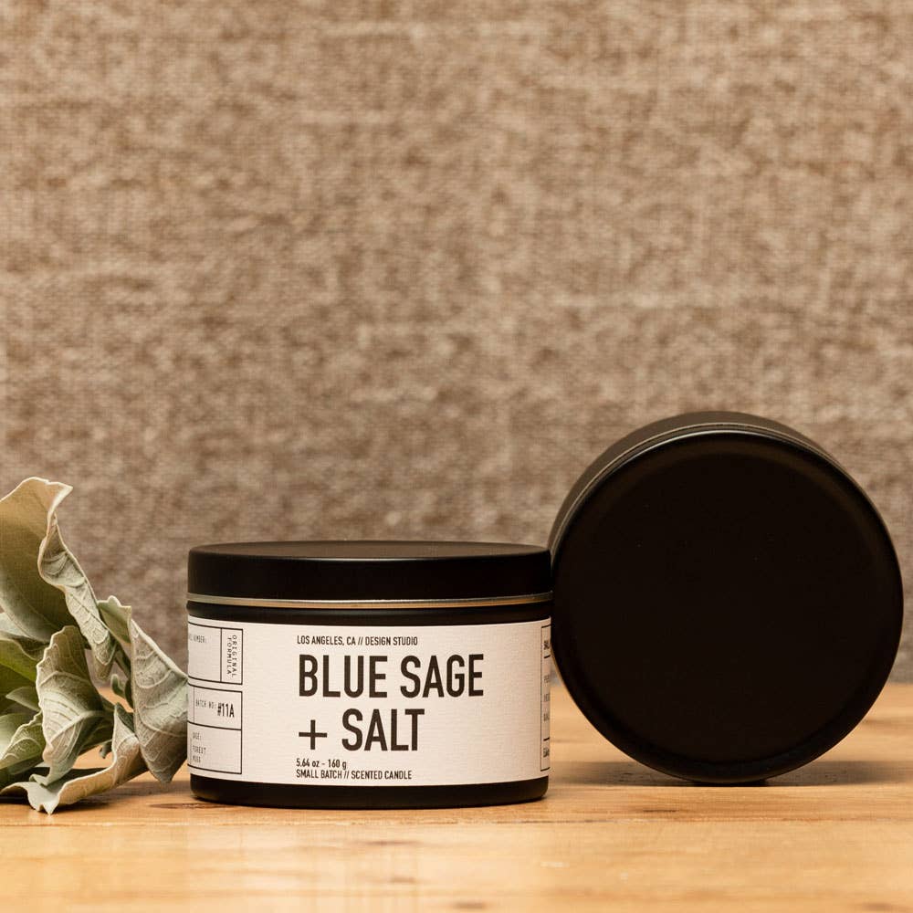 5.7 oz Blue Sage & Salt Scented Travel Tin Candle