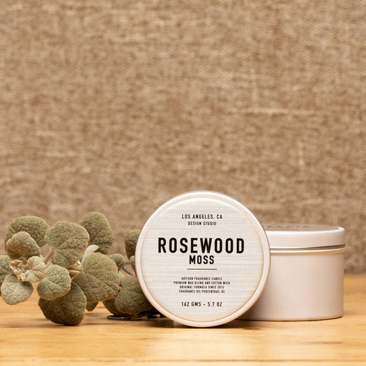 5.7 oz Rosewood Moss Candle Tin